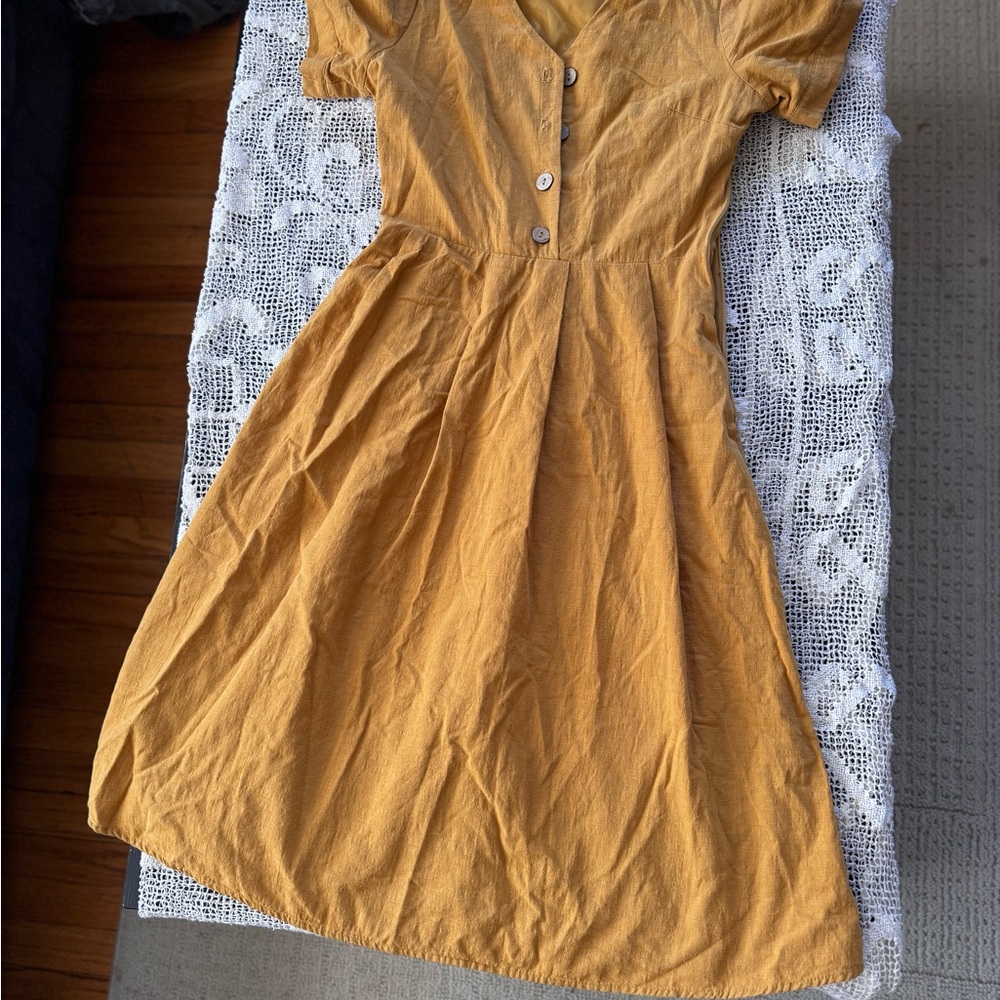 Elegant Mustard Midi Dress
